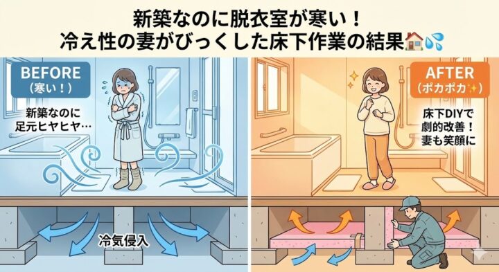 新築なのに脱衣室が寒い！冷え性の妻がびっくりした床下作業の結果🏠💦