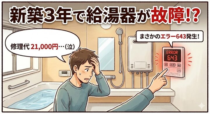 新築3年半で給湯器が故障！？エラーコード643の正体と、9割が忘れる「無料保証延長」の重要性