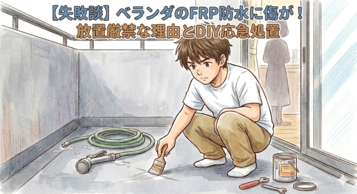 【失敗談】ベランダのFRP防水に傷が!放置厳禁な理由とDIY応急処置