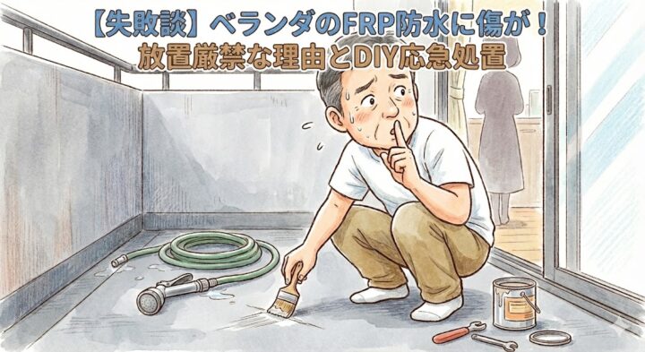 【失敗談】ベランダのFRP防水に傷が！放置厳禁な理由とDIY応急処置