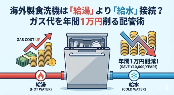 海外製食洗機は「給湯」より「給水」接続？ガス代を年間1万円削る配管術