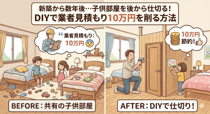 新築から数年後…子供部屋を後から仕切る！DIYで業者見積もり10万円を削る方法