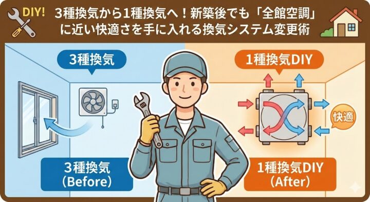 【DIY】3種換気から1種換気へ！新築後でも「全館空調」に近い快適さを手に入れる換気システム変更術