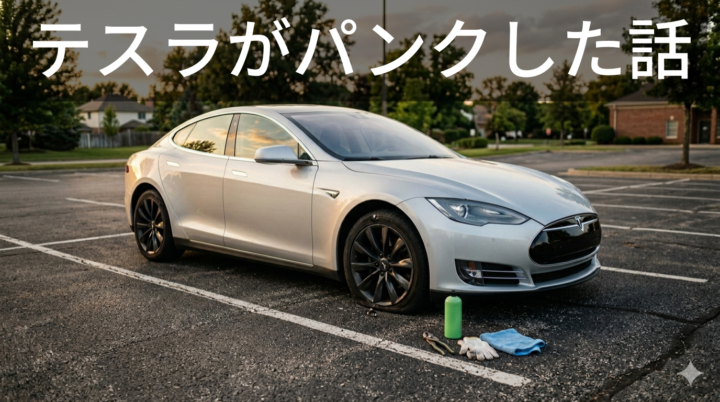 【体験談】テスラModel Sがパンク｜純正キットが壊れスライムで自力修理した話