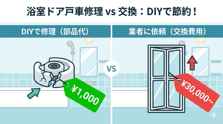 【DIY記録】TOTOサザナの浴室折れ戸の戸車を2,000円で修理！年末大掃除でやらかした話